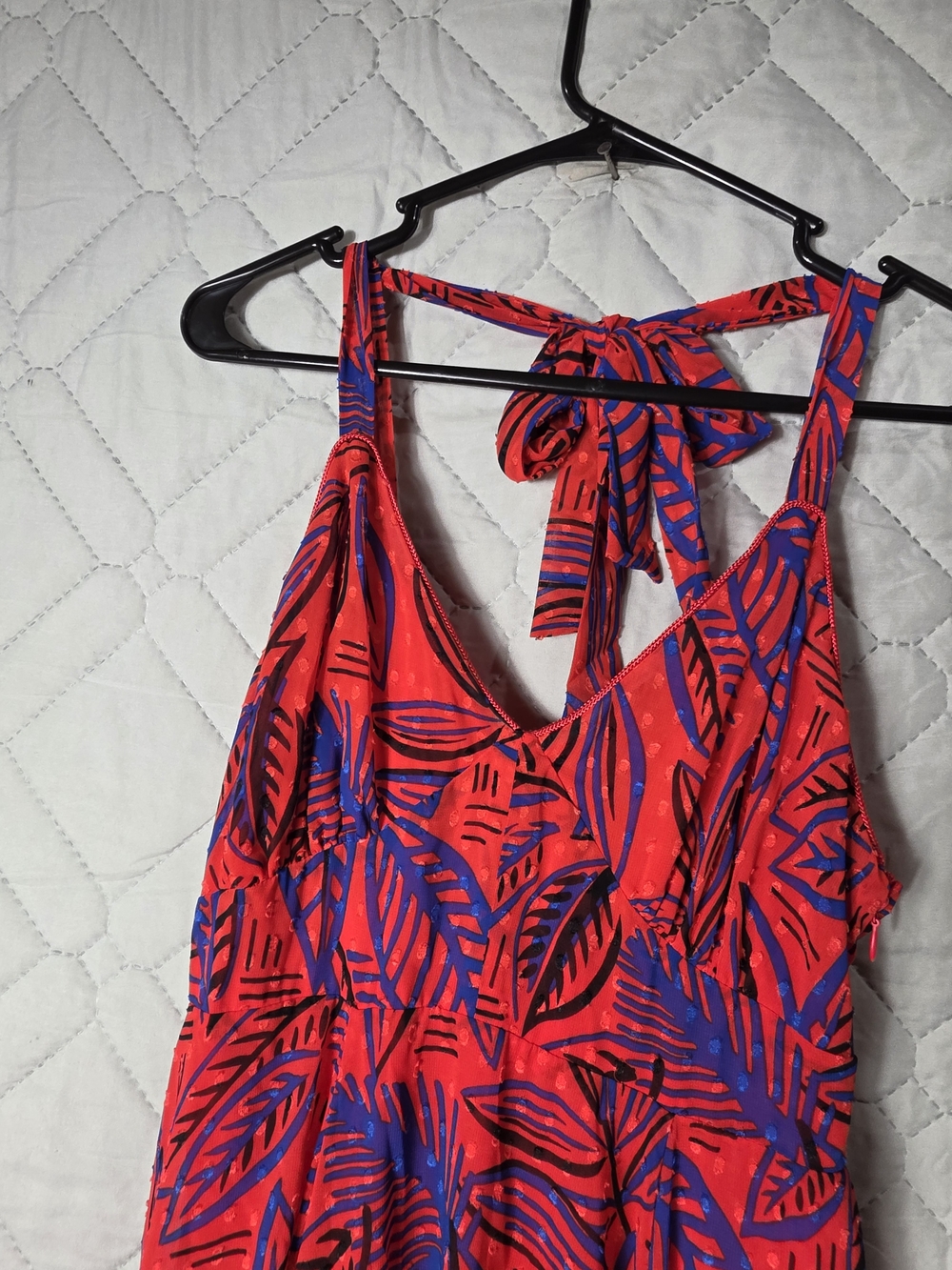 NWT Alexis + Target Tropical Leaf Print Red Chiffon Dress Sz XS Vibrant red - Picture 6 of 13